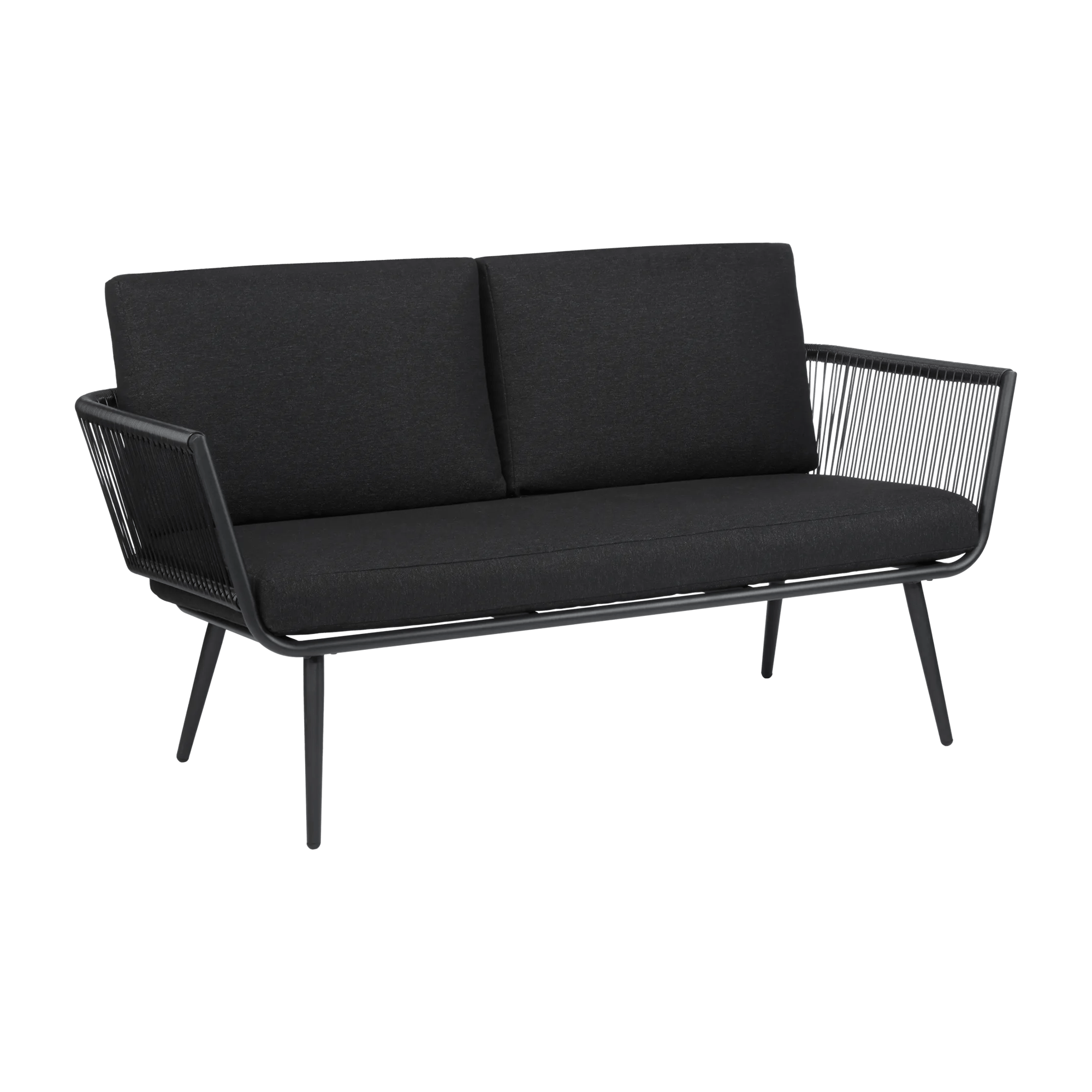 2-seat outdoor black sofa