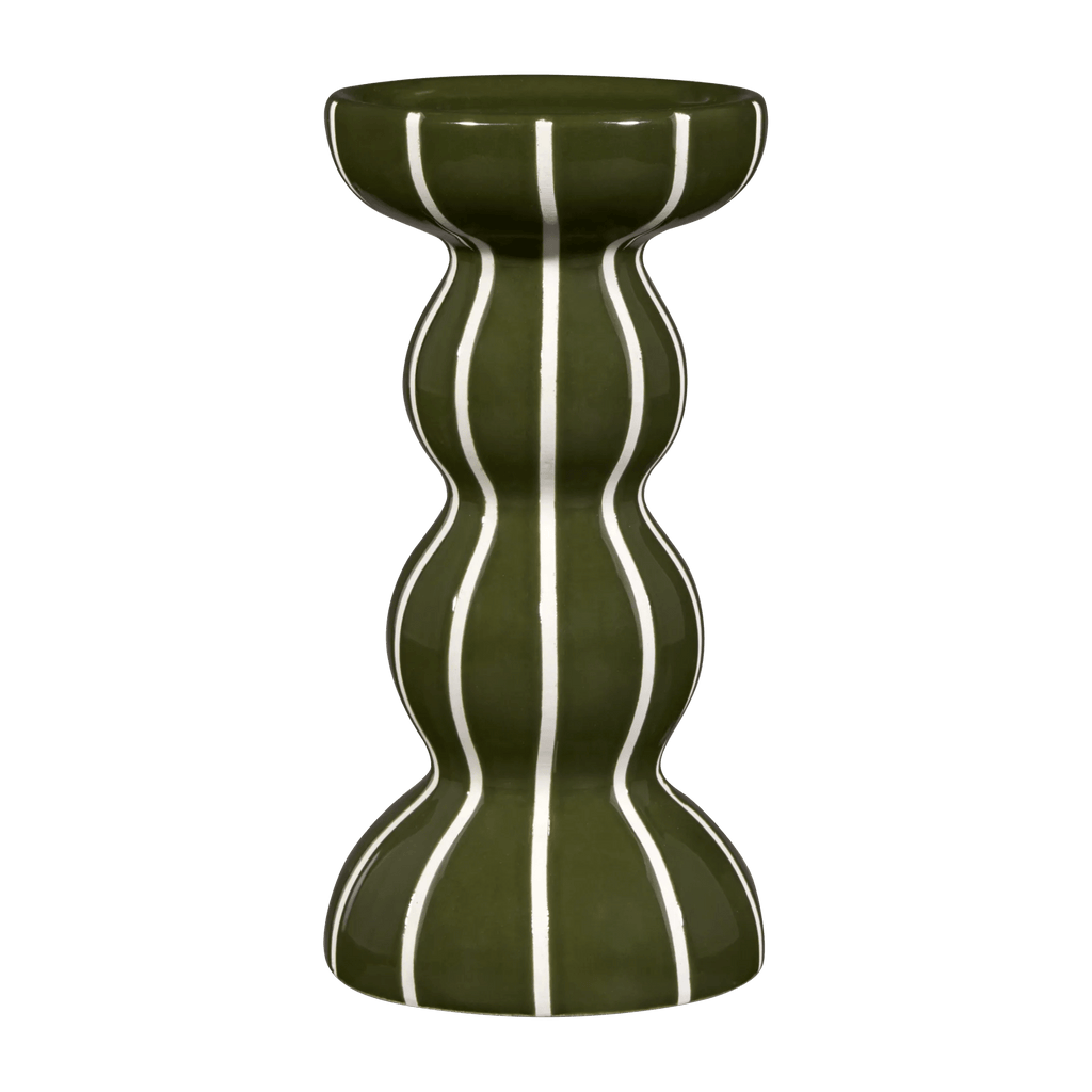 Green Wavy Ceramic Candle Holder