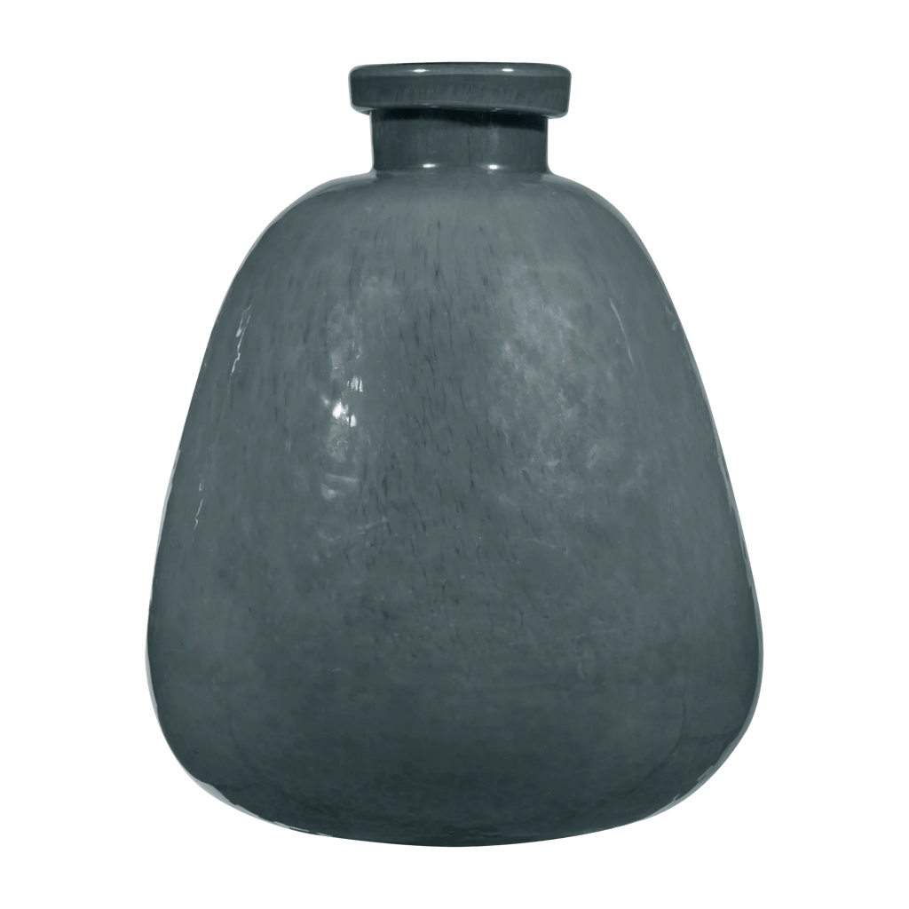 Glossy Dark Green Glass Decorative Vase