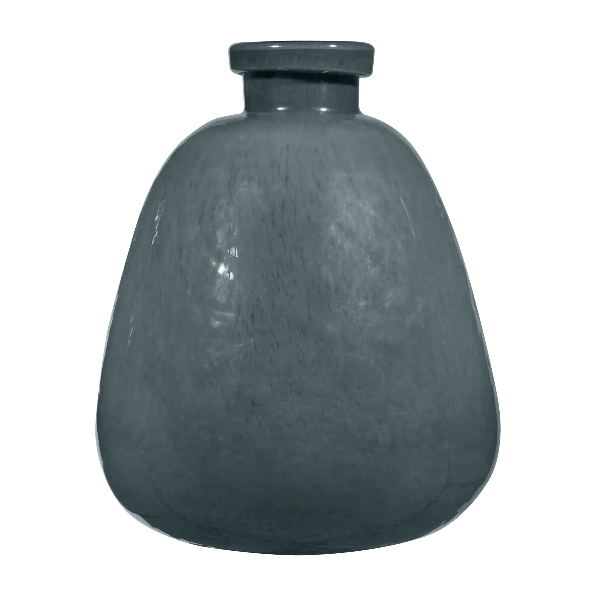 Glossy Dark Green Glass Decorative Vase