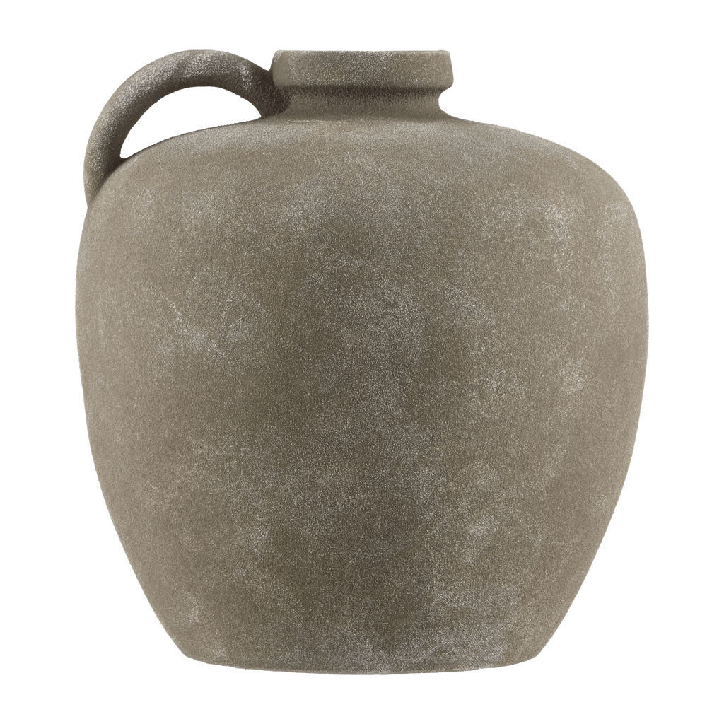 Matte Taupe Ceramic Decorative Jug with Handle