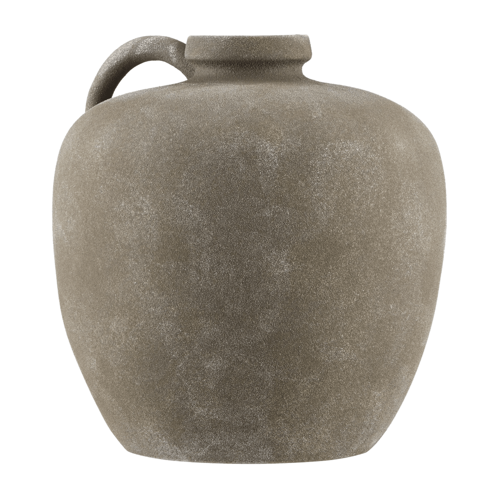 Matte Taupe Ceramic Decorative Jug with Handle