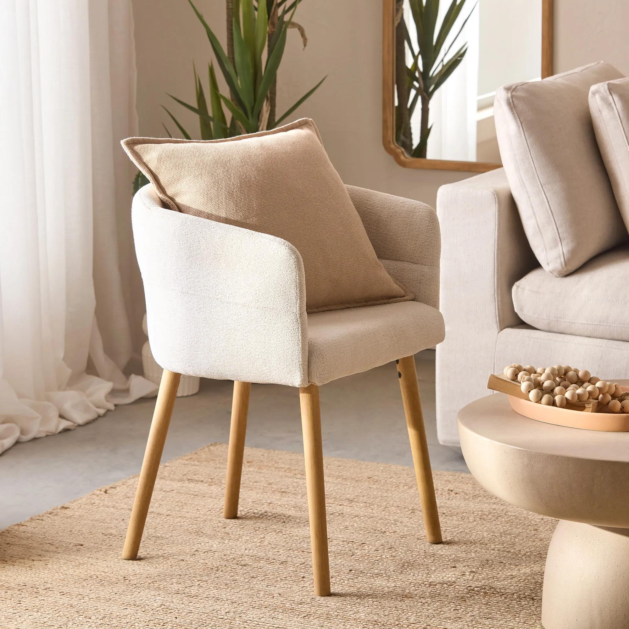 Fabric and Mango Wood Accent Chair