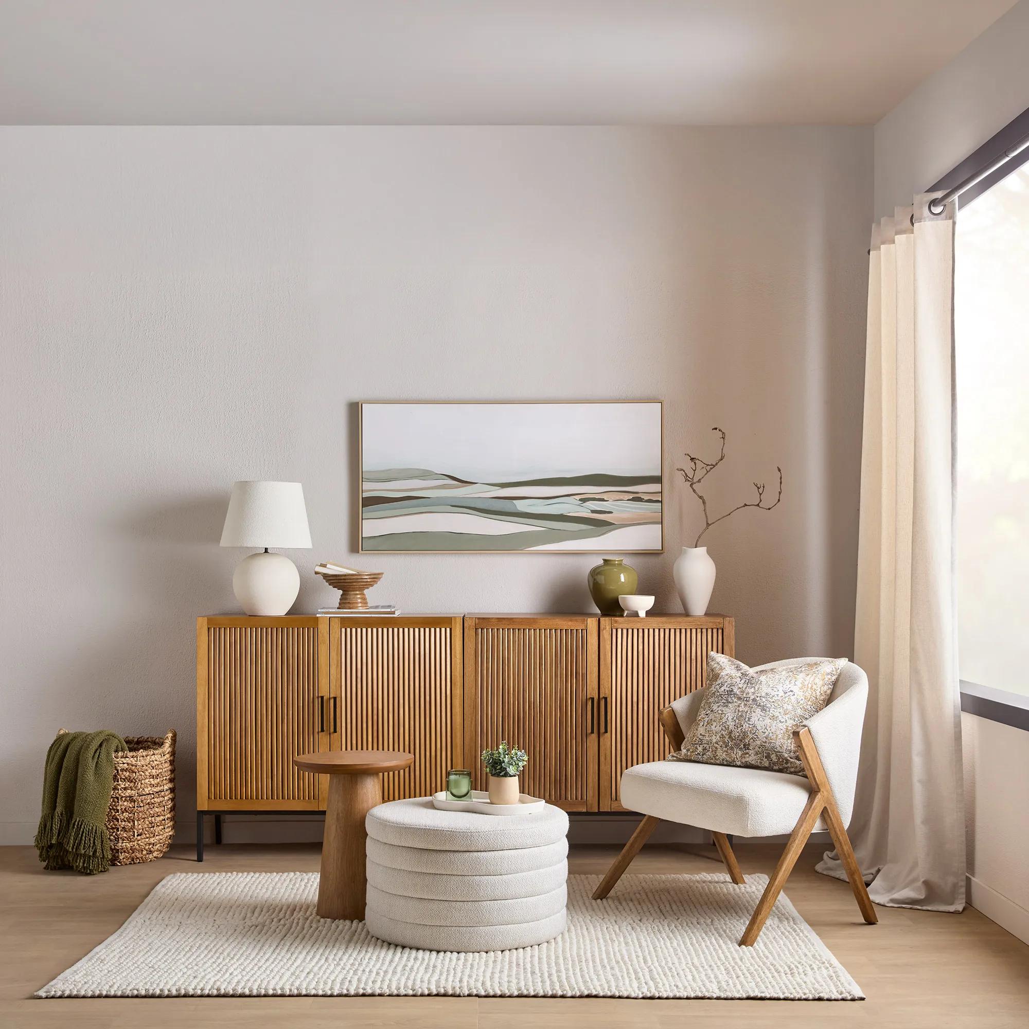 Fabric and Wood Accent Chair