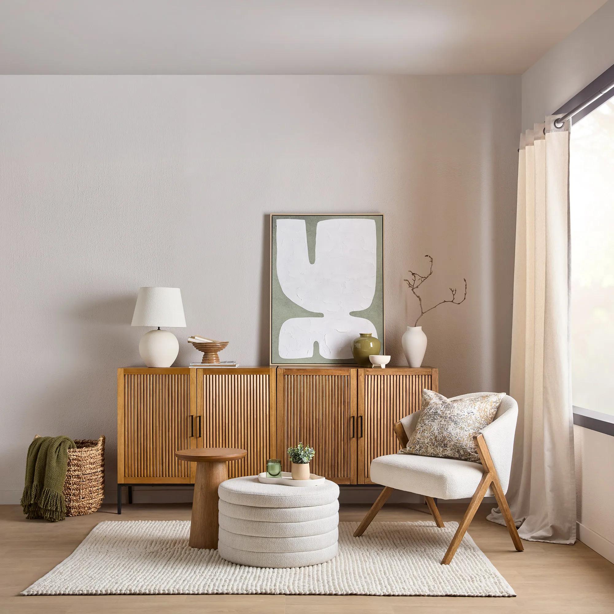 Slatted 2-Door Dark Wood Buffet