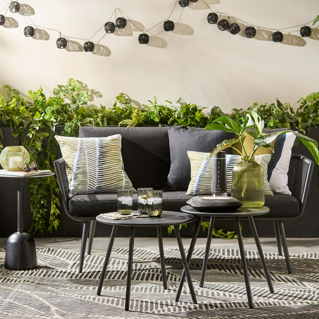 2-seat outdoor black sofa