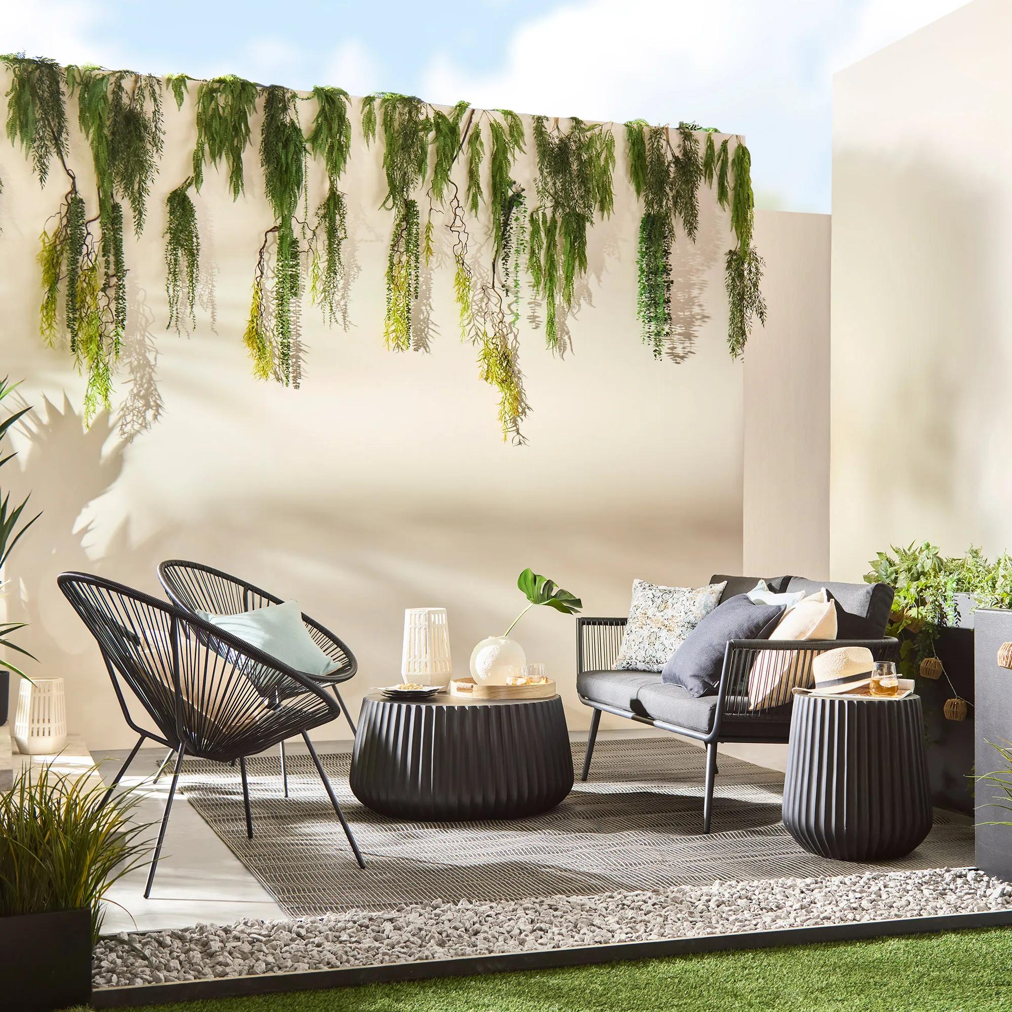 2-seat outdoor black sofa