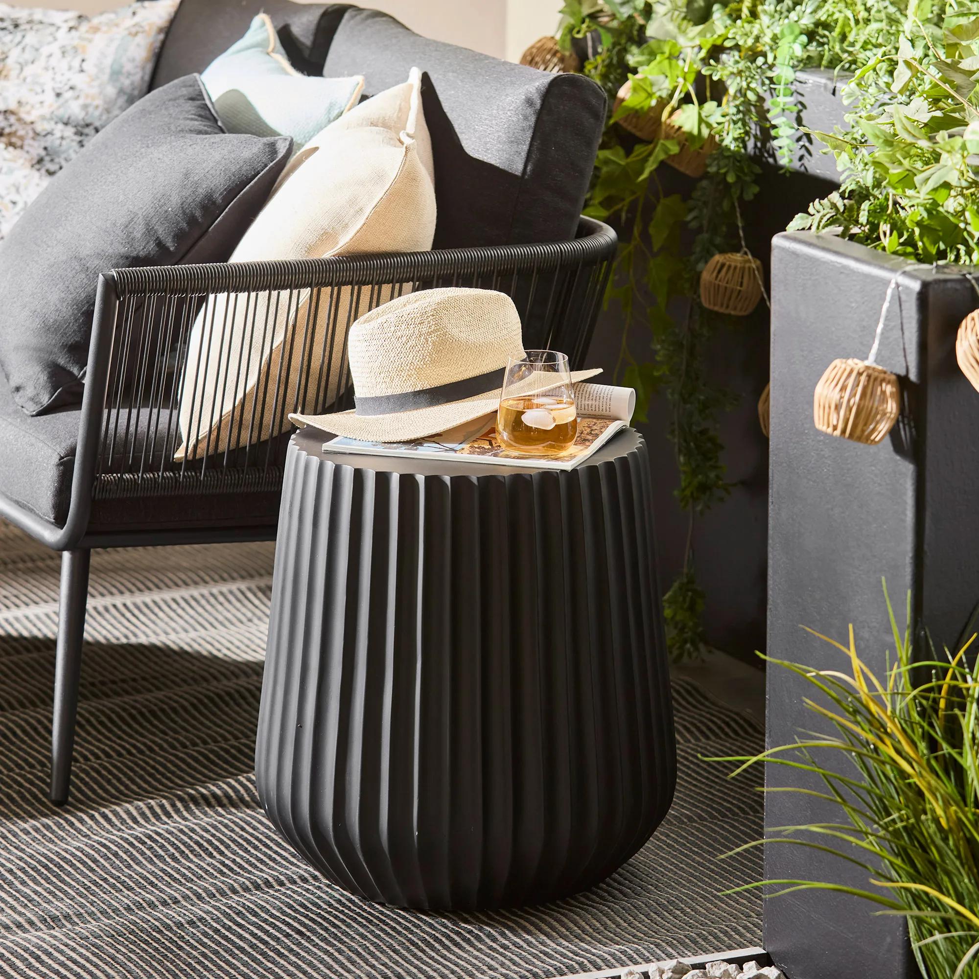 2-seat outdoor black sofa